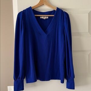 LOFT Royal Blue V-Neck Blouse